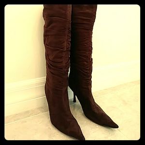 Brown Suede Knee High Boots